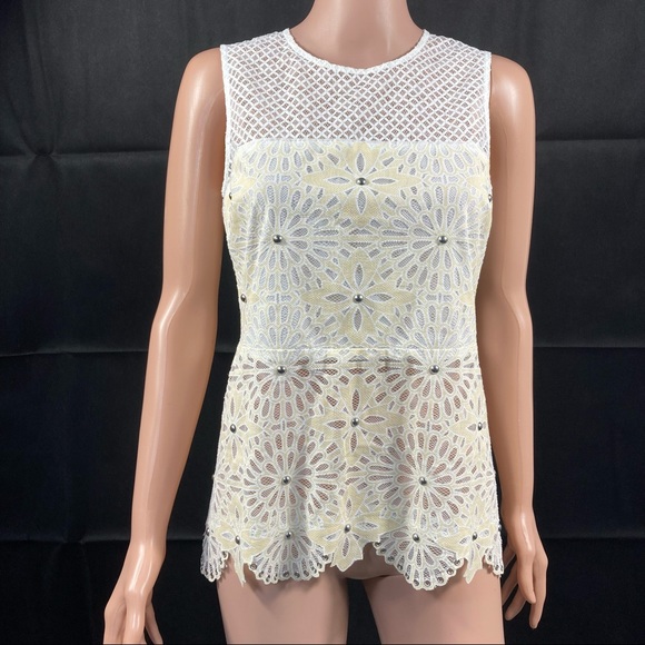 Veronica Beard Sunrise Beaded Crochet Top Size 4 - Picture 4 of 16